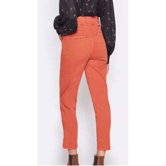 Joie Mirenda Chili Red Orange Cotton Utility Crop Pants Size 10 - Picture 2 of 11